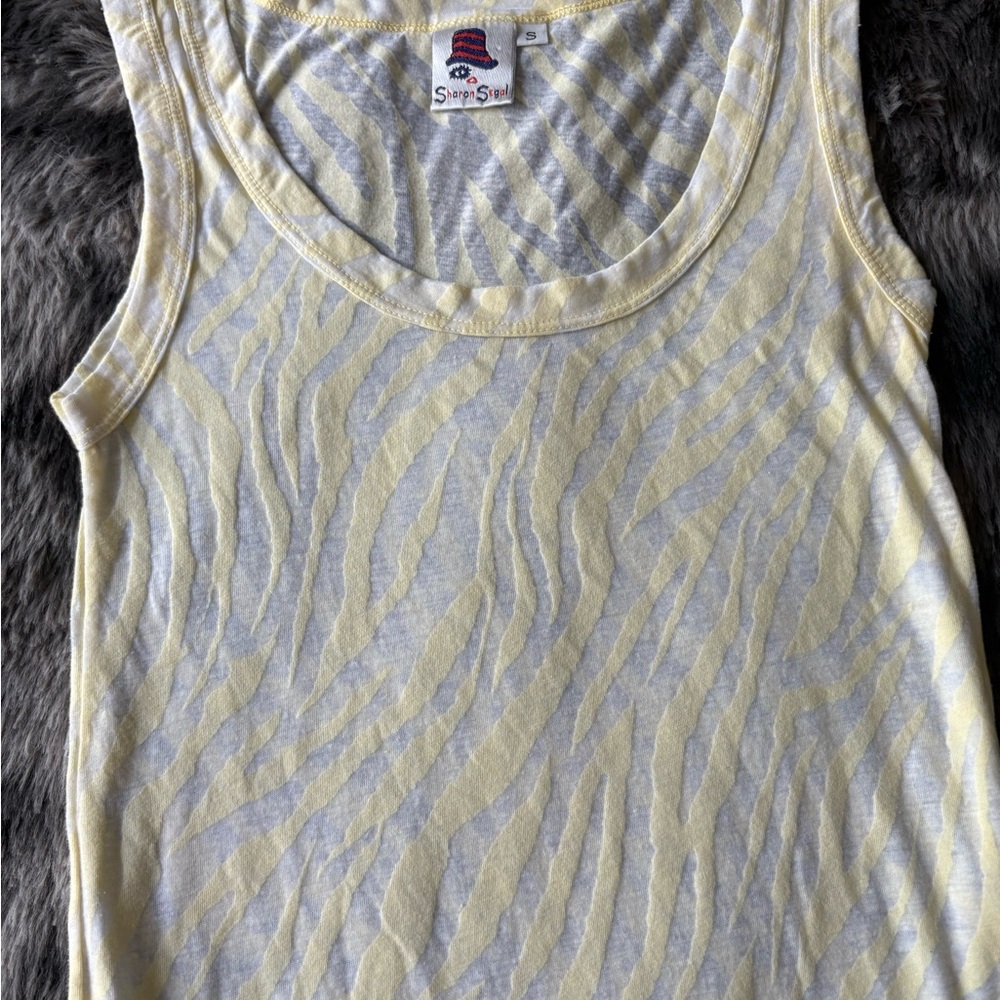 Yellow and Gray Zebra Print Tank Top